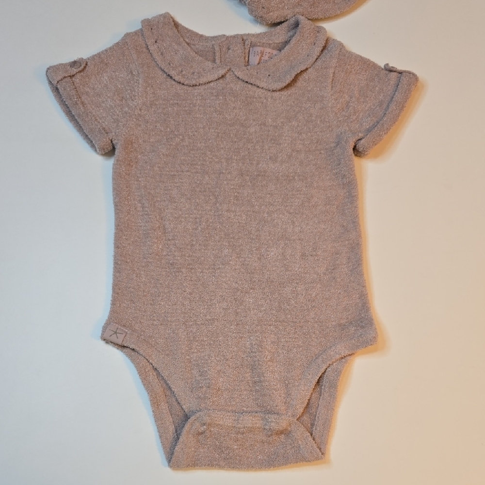 Barefoot Dreams Cozy Chic Ultra Light Eyelet Bodysuit, Hat And Socks Set